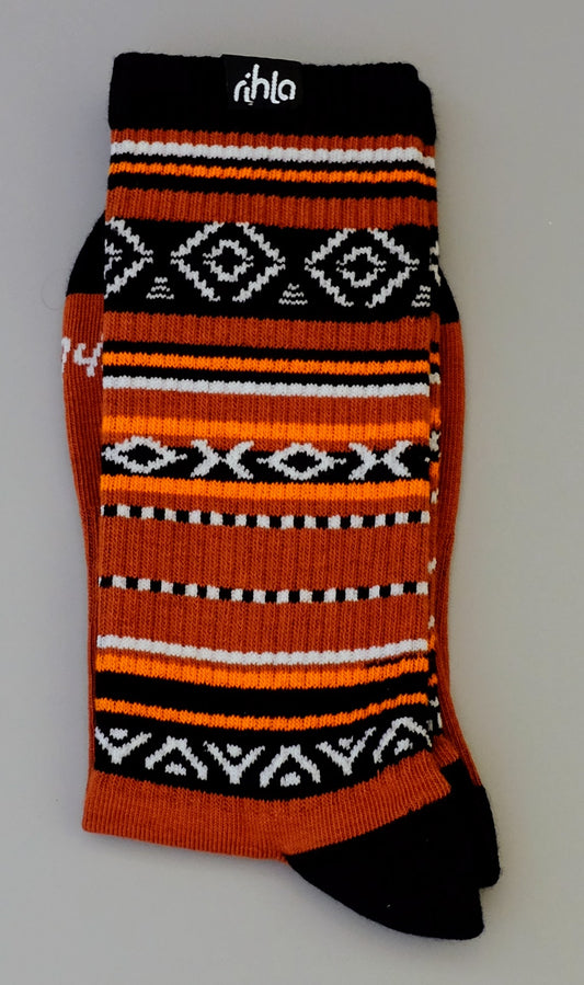 Rihla running socks - burnt orange sadu