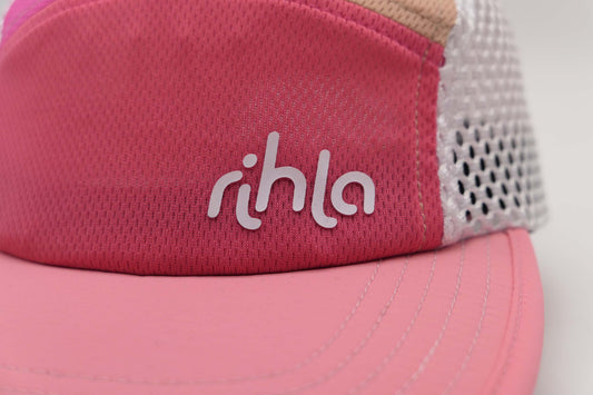 rihla pink running cap - front of cap close up